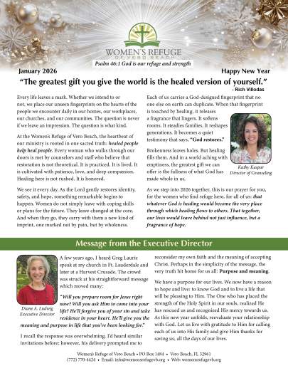 Womens Refuge January 2026 Newsletter